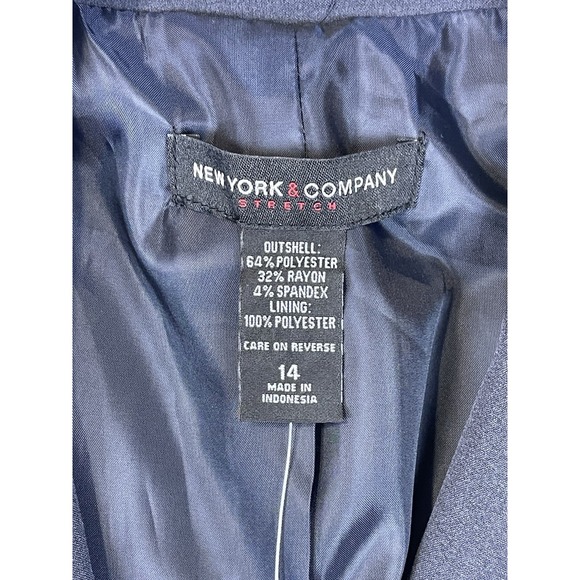 New York & Company Blazer Womens 14 Blue Navy Long Sleeve Double Button NWT - Picture 6 of 12